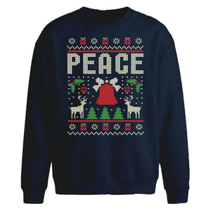 Retro Peace Knitted Print Christmas Oversized Sweatshirt