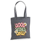 Retro smiley daisy good vibes only cotton canvas Tote Bag