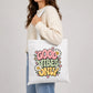 Retro smiley daisy good vibes only cotton canvas Tote Bag