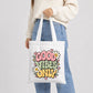 Retro smiley daisy good vibes only cotton canvas Tote Bag