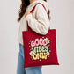 Retro smiley daisy good vibes only cotton canvas Tote Bag