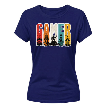 Retro Striped Video Game Concept Motif ladies fit T-Shirt