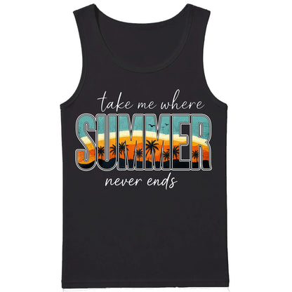 Retro Tropical Sunset Beach Graphic Print Men Tank Top