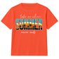 Retro Tropical Sunset Beach Slogan Print Kids T-Shirt