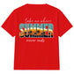 Retro Tropical Sunset Beach Slogan Print Kids T-Shirt