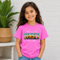 Retro Tropical Sunset Beach Slogan Print Kids T-Shirt