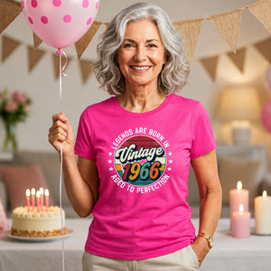 60th Birthday Present Ladies Tshirt Vintage 1966 Aged To Perfection