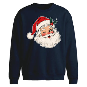 Retro Winking Santa Claus Christmas Oversized Sweatshirt