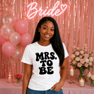 Retro Bubble Font Slogan Engagement Bride Ladies T-Shirt