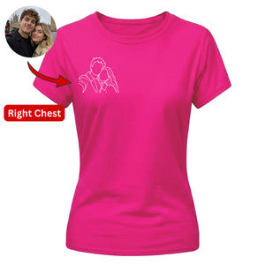 Personalised Line Art Portrait Outline Ladies T-Shirt