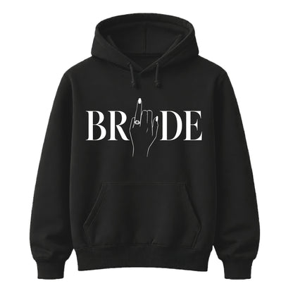 Ring Finger Block Typography Graphic Bride Unisex Hoodie