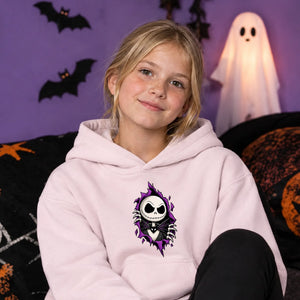 Ripping skeleton character portal Halloween Kids Hoodie