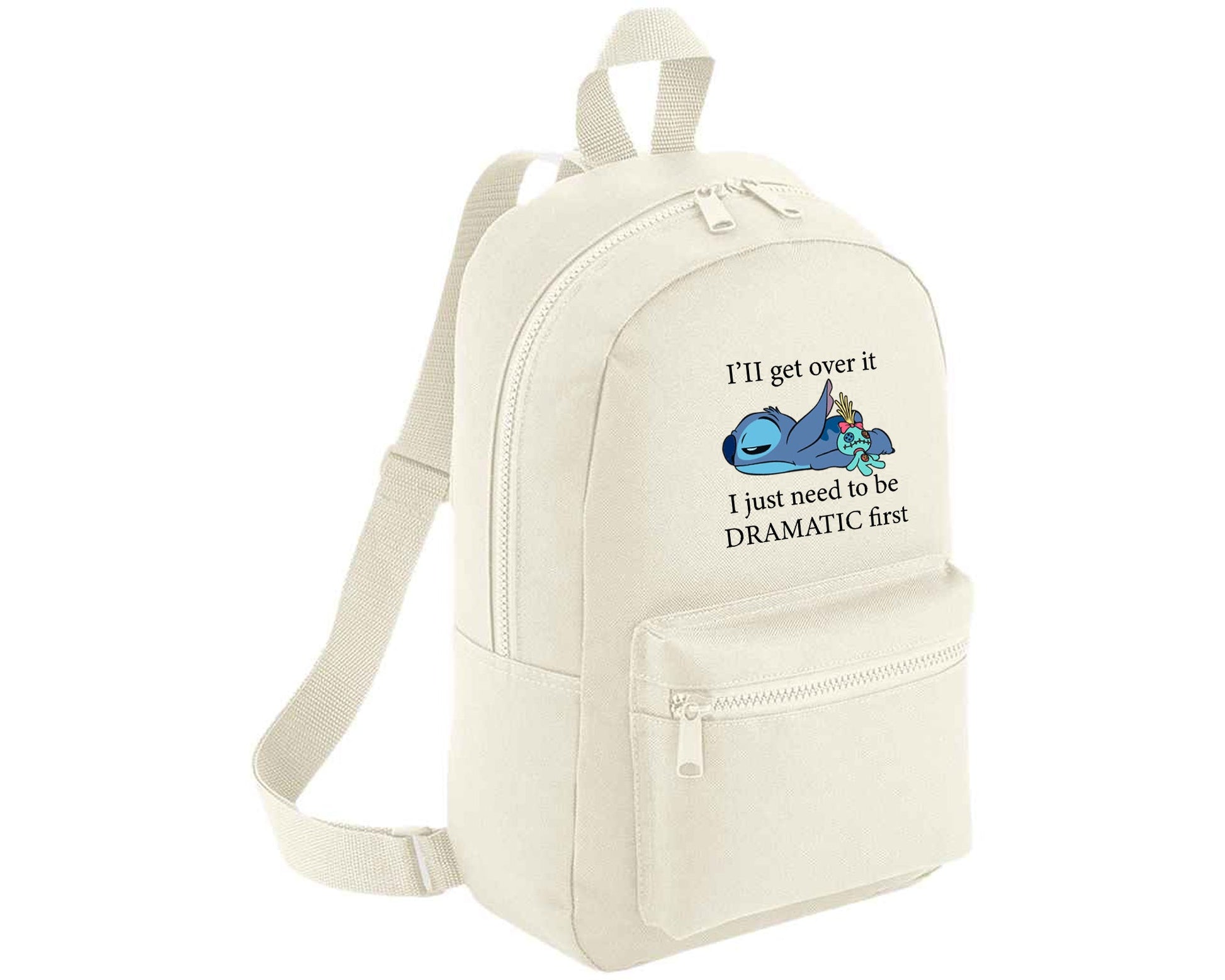 Stitch "I'll Get Over It" Backpack, Funny Cartoon Style Bag For School, Trips & Everyday, Great Gift Boys & Girls M8406