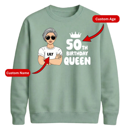 Personalized Birthday Gift Sweatshirt | Royal Birthday Queen Design for Her