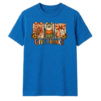 Gingham panels give thanks text Thanksgiving Unisex T-Shirt