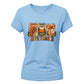 Rustic turkey pumpkin panels Thanks Giving Ladies T-Shirt