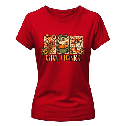 Rustic turkey pumpkin panels Thanks Giving Ladies T-Shirt