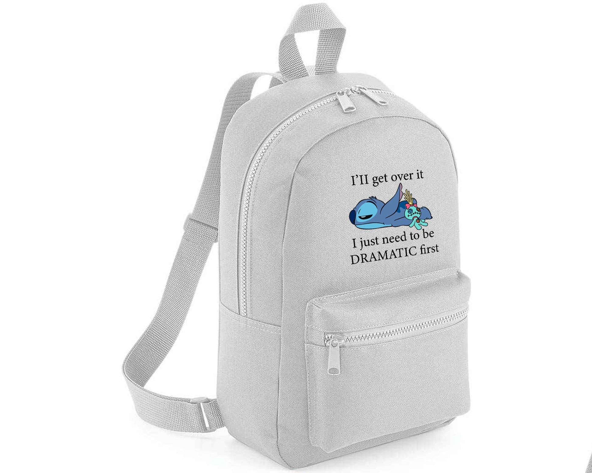 Stitch "I'll Get Over It" Backpack, Funny Cartoon Style Bag For School, Trips & Everyday, Great Gift Boys & Girls M8406