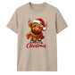 Cute fluffy highland cow winter Christmas Unisex T-Shirt