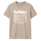 Funny turkey nutrition facts Thanksgiving Unisex T-Shirt