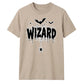 Spooky wizard cobweb bats graphic Halloween Unisex t-shirt