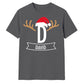 Santa Antlers Custom Name Monogram Christmas Unisex T-Shirt