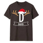 Santa Antlers Custom Name Monogram Christmas Unisex T-Shirt