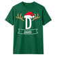 Santa Antlers Custom Name Monogram Christmas Unisex T-Shirt