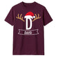 Santa Antlers Custom Name Monogram Christmas Unisex T-Shirt