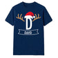 Santa Antlers Custom Name Monogram Christmas Unisex T-Shirt