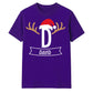 Santa Antlers Custom Name Monogram Christmas Unisex T-Shirt