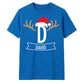 Santa Antlers Custom Name Monogram Christmas Unisex T-Shirt