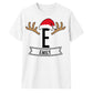 Santa Antlers Custom Name Monogram Christmas Unisex T-Shirt