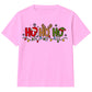 Santa Reindeer Elf Ho Ho Ho Print Christmas Kids T-Shirt