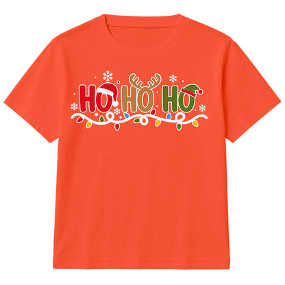 Santa Reindeer Elf Ho Ho Ho Print Christmas Kids T-Shirt