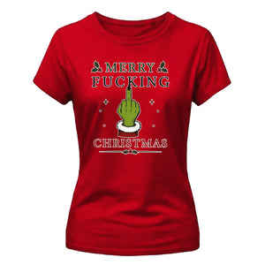 Sarcastic cheeky finger graphic Christmas Ladies T-Shirt