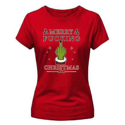 Sarcastic cheeky finger graphic Christmas Ladies T-Shirt
