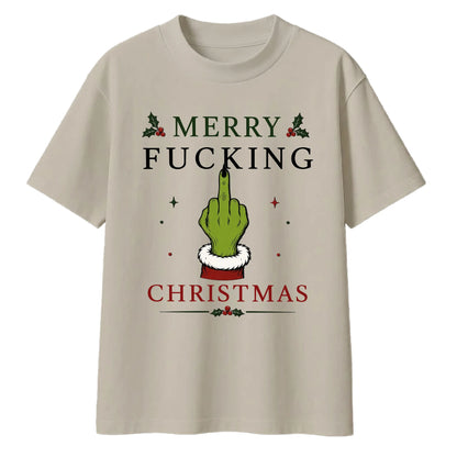 Sarcastic finger quote graphic Christmas Oversized T-Shirt