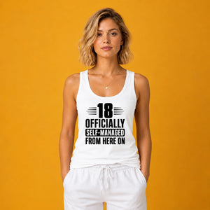 Sassy 18 Officially Self-Managed 18 Birthday Ladies Tank Top