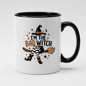Sassy striped stockings witch quote ceramic Halloween Mug