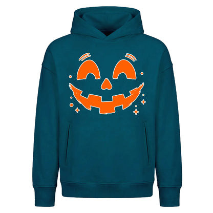 Bright pumpkin face glow graphic Halloween Oversized Hoodie