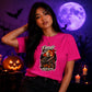 Scary horror hockey mask graphic Halloween ladies t-shirt