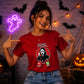 Scary phone call ghost face print Halloween Ladies t-shirt
