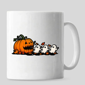 Scary pumpkin chasing ghosts autumn design Halloween Mug