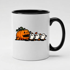Scary pumpkin chasing ghosts autumn design Halloween Mug