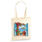 Scenic coastal window view with vibrant flowers cotton Tote Bag
