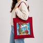 Scenic coastal window view with vibrant flowers cotton Tote Bag