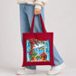 Scenic coastal window view with vibrant flowers cotton Tote Bag