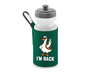Back To School Water Bottle, Funny Duck Printed I’m Back, 600D Polyester Soft Water Bottle, BPA-Free, Gift for Students Or Teachers M8482
