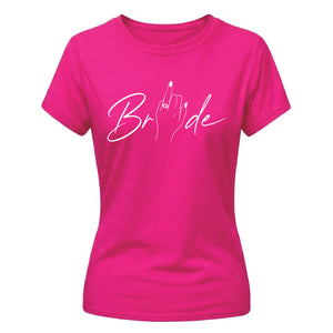Script Cursive Ring Graphic Engagement Bride Ladies T-Shirt